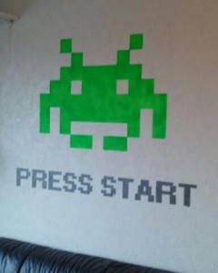 Space invaders wall painting